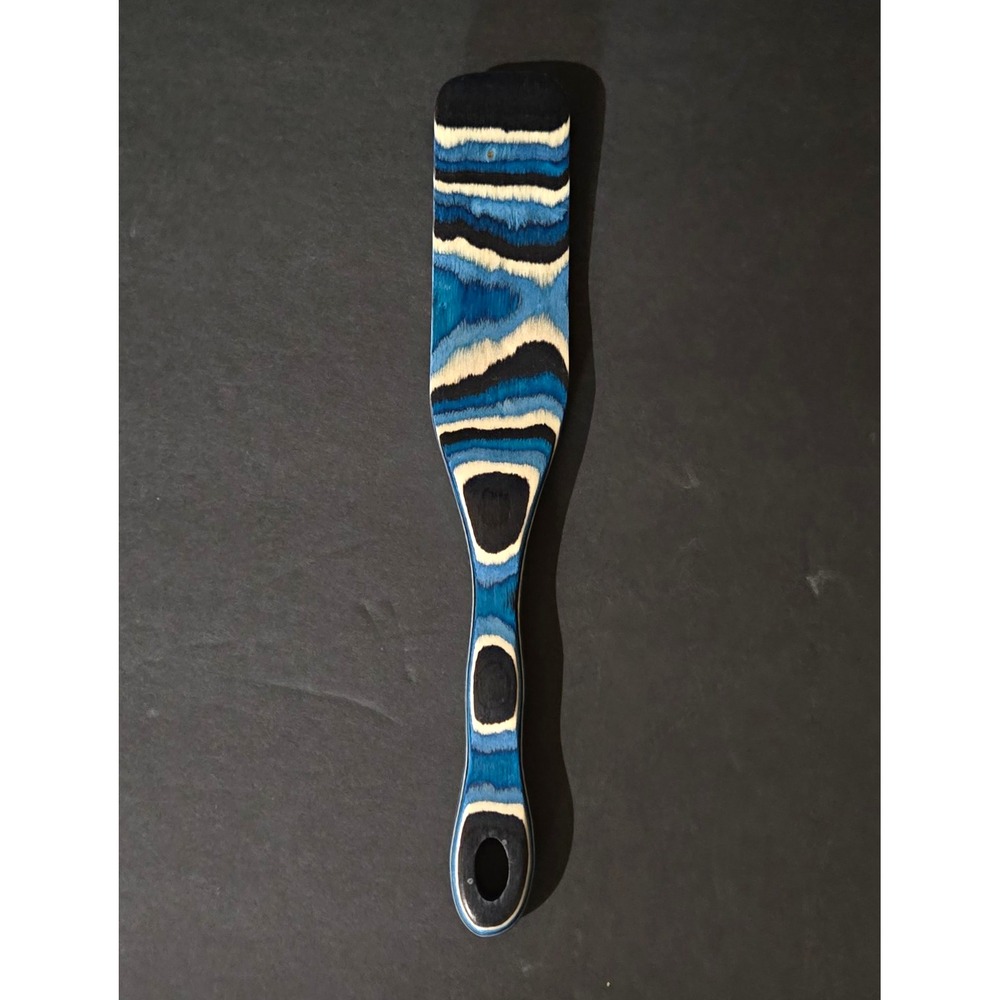 Baltique Marrakesh Collection Blue Black White Striped Wood Handle Shoe Horn